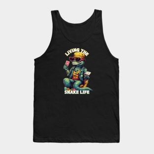 Living the Snake Life, snake t-shirts, t-shirts with snakes, Unisex t-shirts, snake lovers, animal t-shirts, gift ideas, snake tees, snakes Tank Top